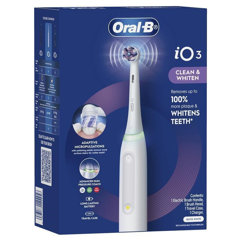 ORAL-B iO Series 3 Rechargeable Electric Toothbrush, White. NB: Minor use,