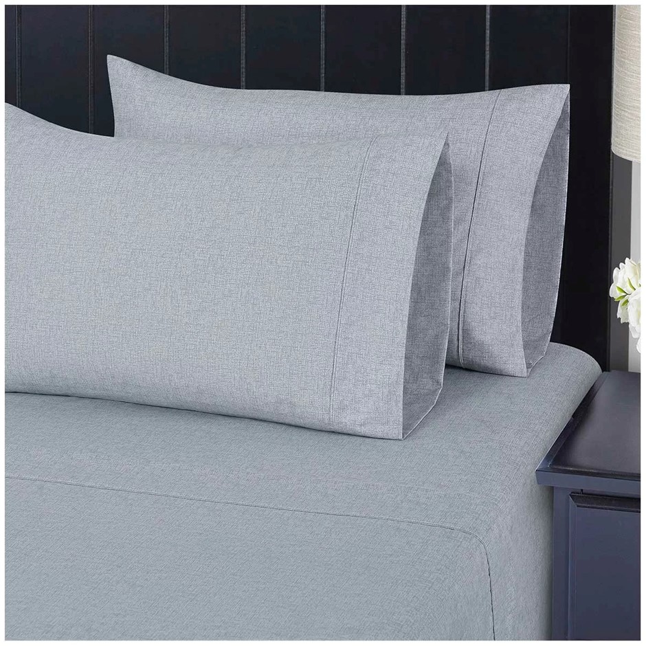 SOUTH POINT 4pc Sheet Set, King Single, Tweeded Texture.