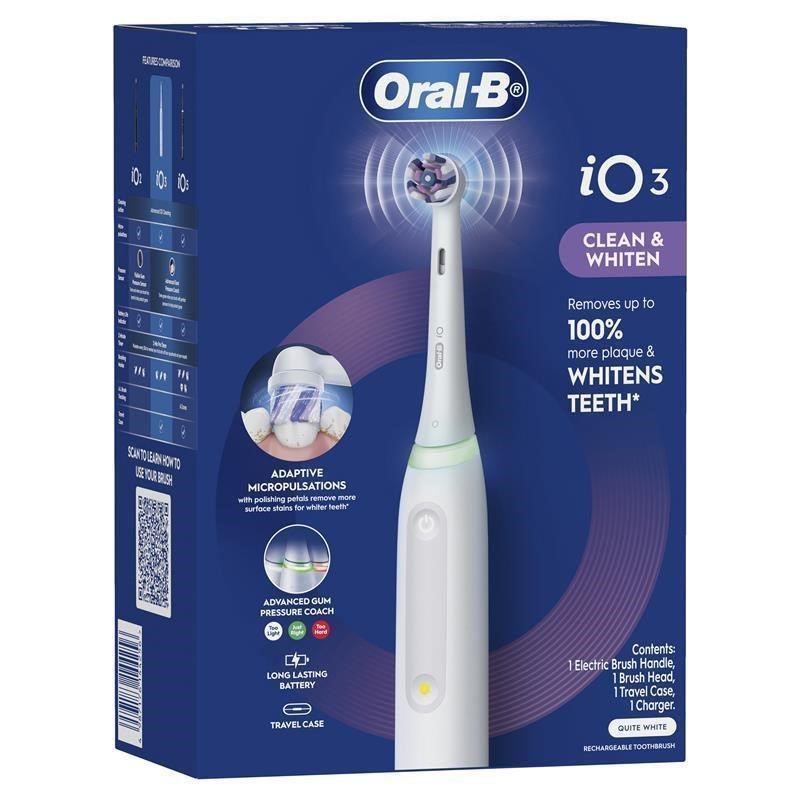 ORAL-B iO Series 3 Rechargeable Electric Toothbrush, White. NB: Minor use,