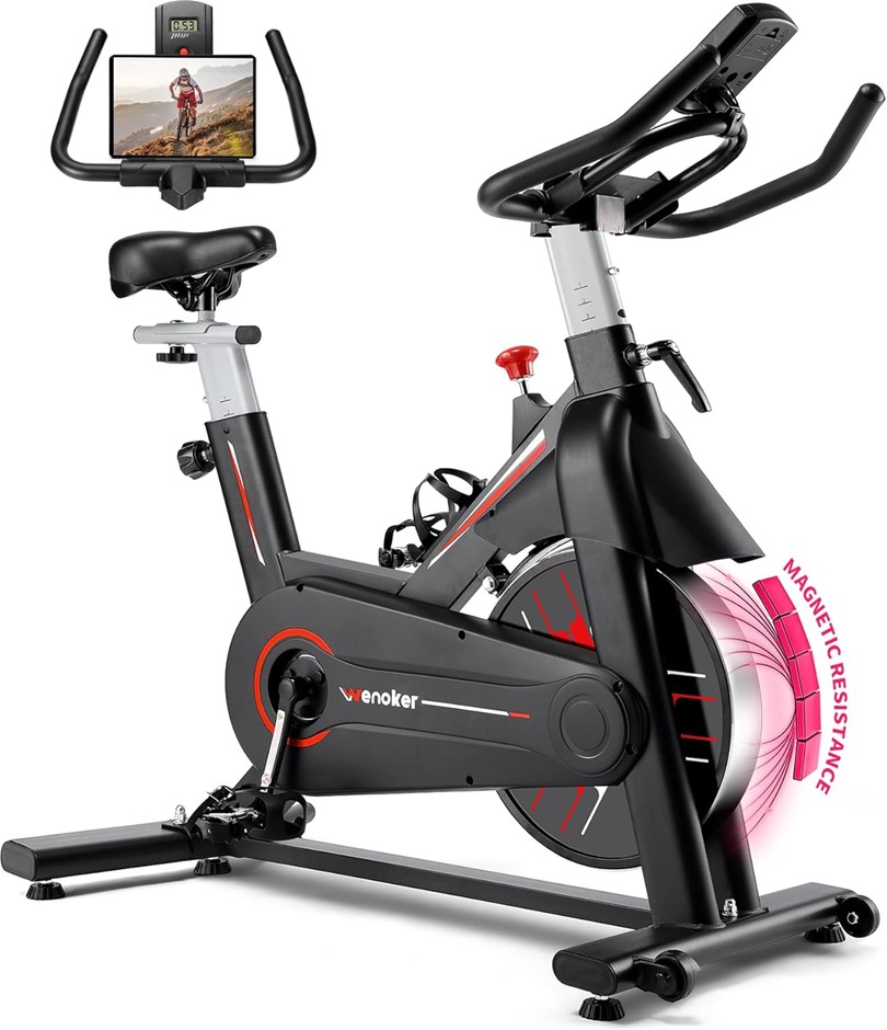 WENOKER Magnetic Resistance Stationary Bike for Home, Indoor Bike with Whis