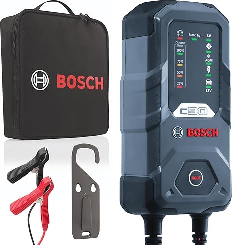 BOSCH C30 Battery Charger, 3.8 Amps With Trickle Charging - for 6V/12V Lead