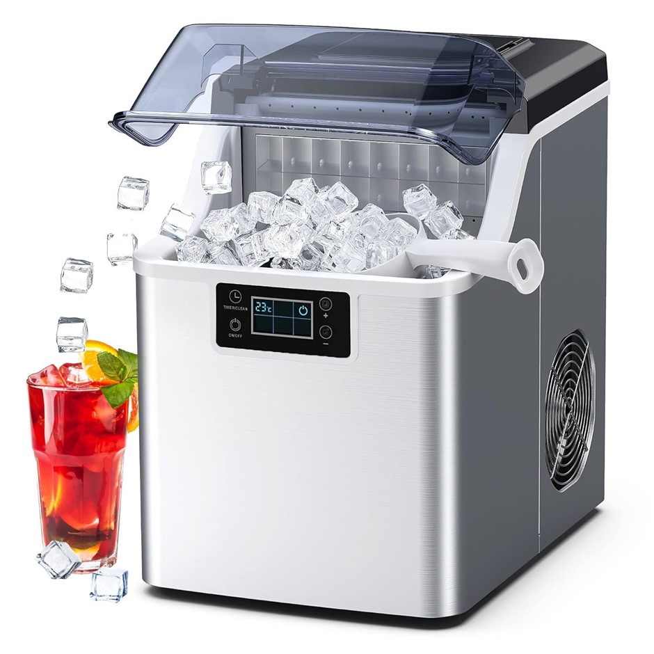 YOPOWER 20KG Ice Cube Maker Machine, Self-Cleaning for Home Bar, Stainless