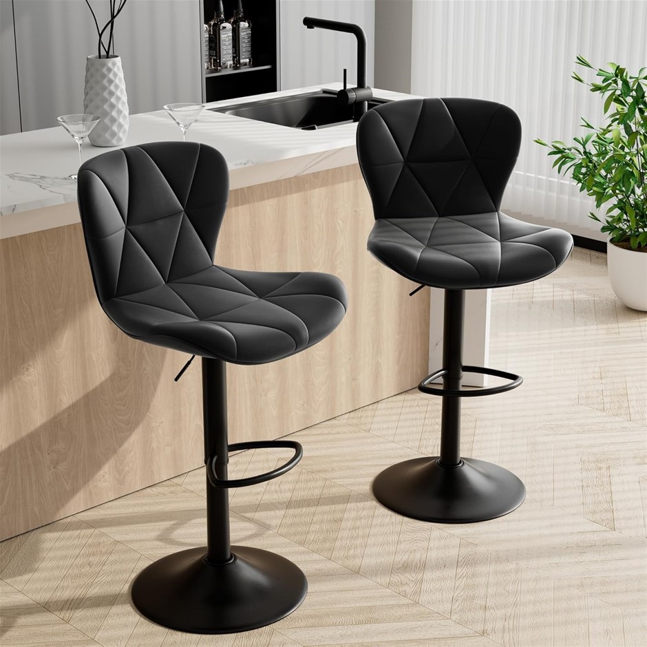 DALUVENIX Adjustable Swivel Barstools, Faux Leather with High Backrest, Set