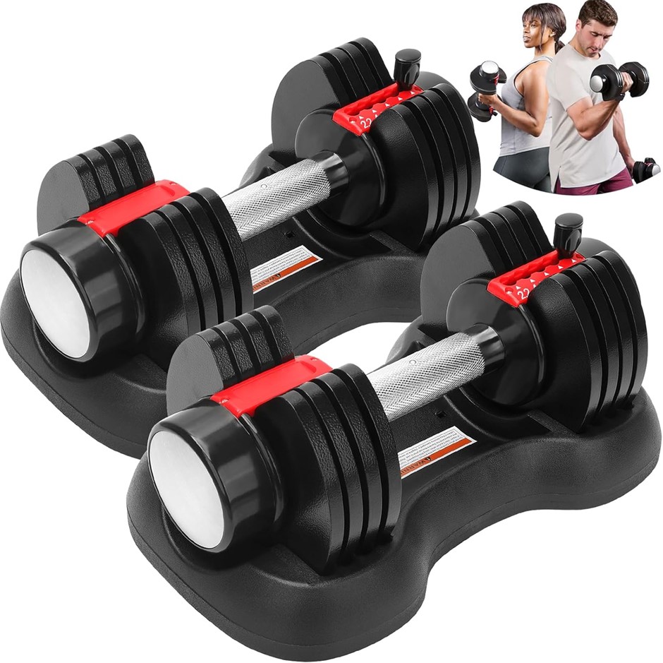 KOREAL Adjustable Dumbbells Set Quick Dial Adjustment With Safety Locking B