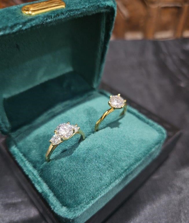 2pcsx1.0ct GRA Moissanite 18k Solid Yellow Gold Vermeil Ring (S925) -7US