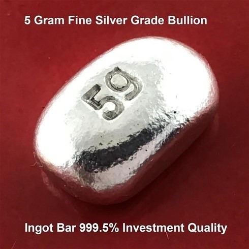 Silver 999.5 Fine Grade 5 Grams Ingot Bar