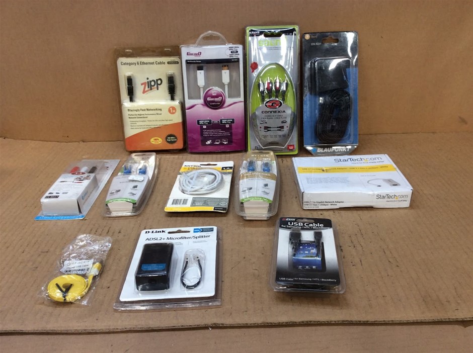 Mixed Brand Network Adapter Cable And USB Cable - New (Lot of 12)