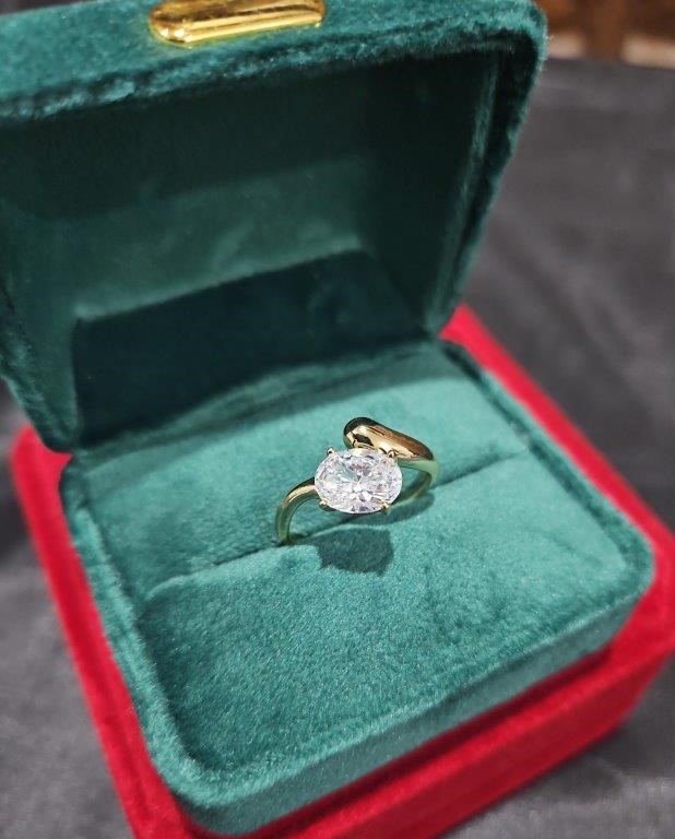 14K/Italy 2.5ct Oval Cut Yellow Gold Filled Ring(stamped)-7US