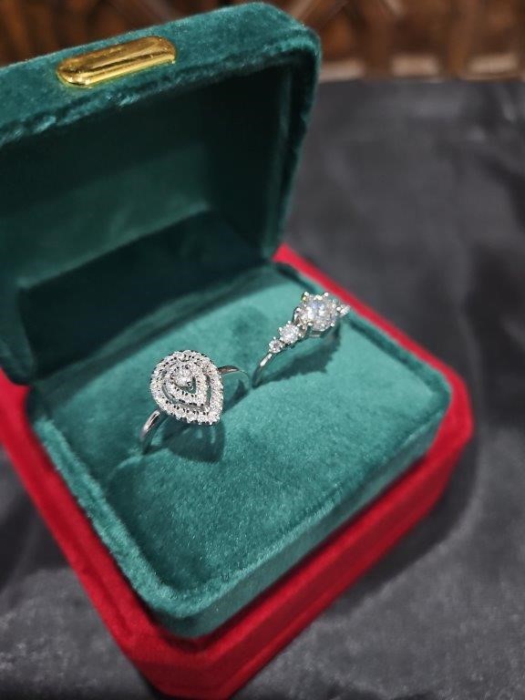 2pcsx1.0ct GRA Moissanite White Cut-925 Sterling Silver Ring -9US