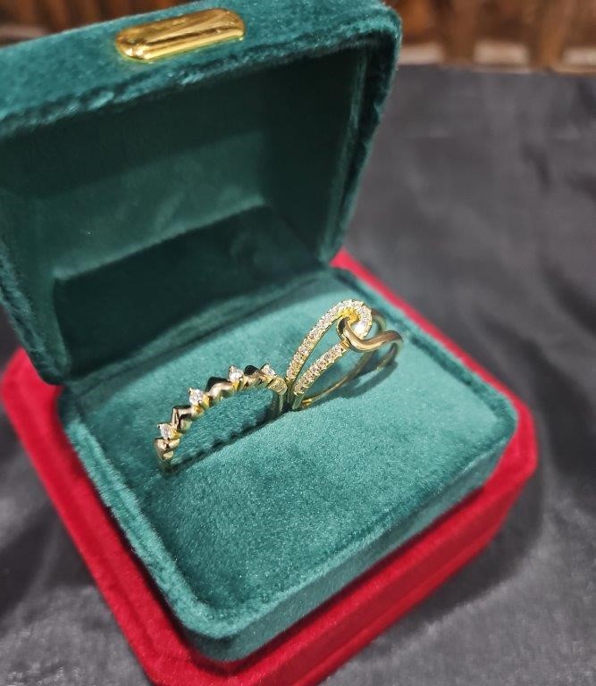 2pcs GRA Moissanite 18k Solid Yellow Gold Vermeil Ring (S925) -8US