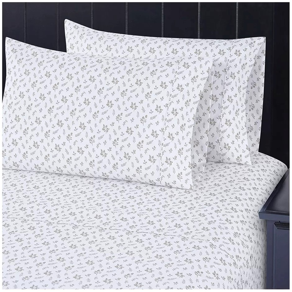 SOUTH POINT Sheet Set, King, Fresca Leaf. NB: Fitted sheet & 2 x pillow cas