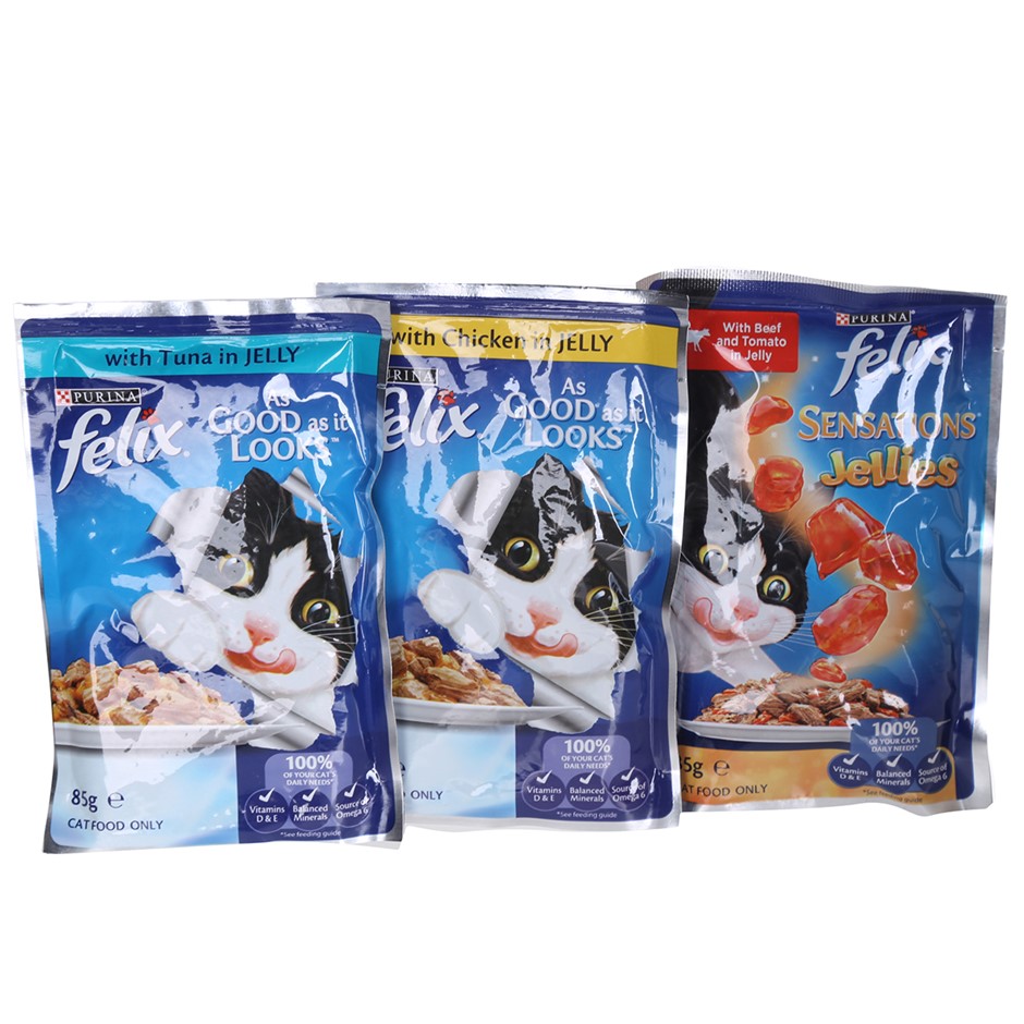 PURINA Felix Cat Food Pouches 48pk Comprised Of: Sensations Jellies (Beef +