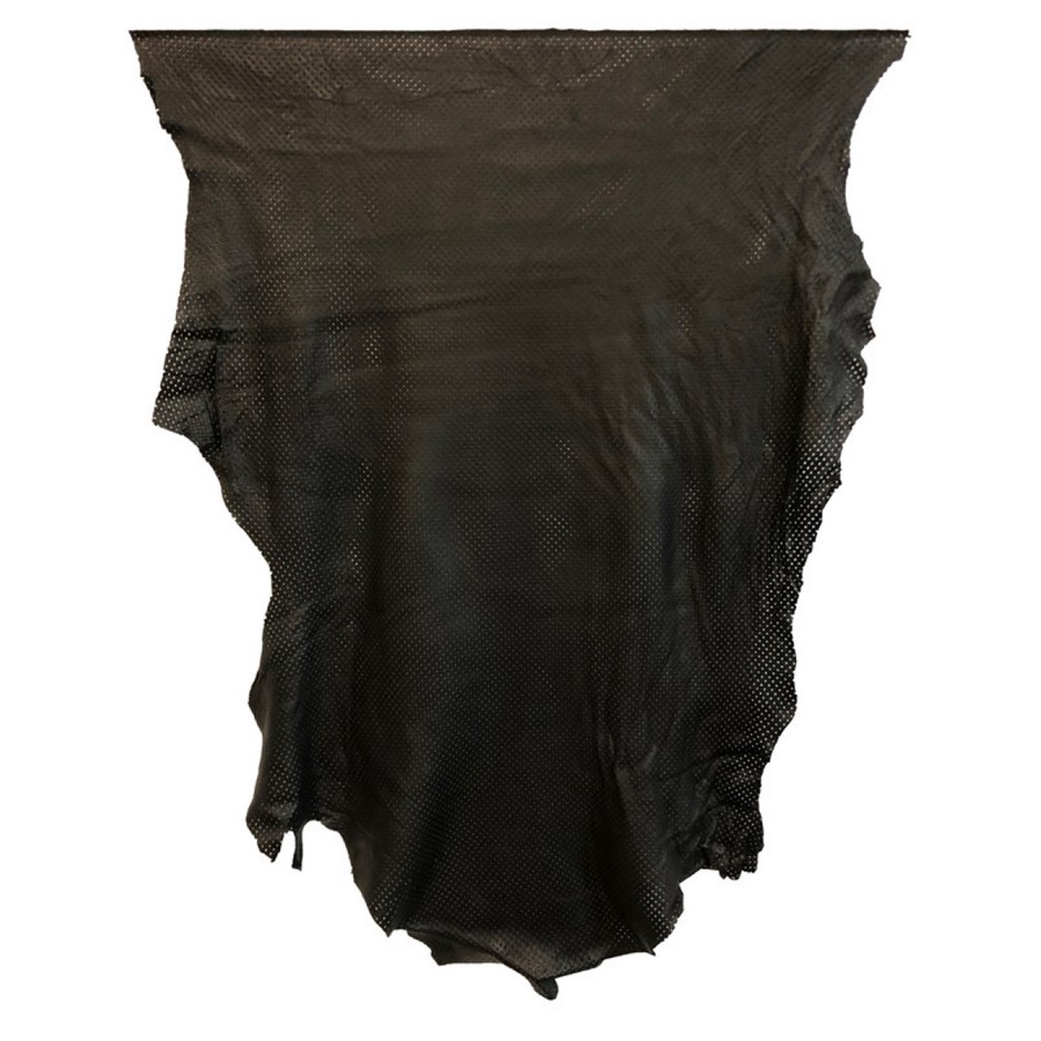 8sqft Top Grade Black Perforated Nappa Lambskin Leather Hide