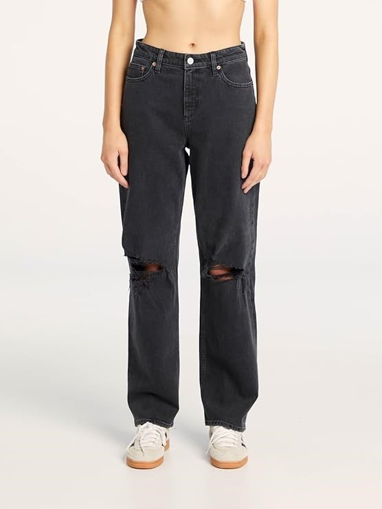 LEE Women's 90s Mid Baggy Jean, Size 7R, Black Coal (N28), 657215. RRP: $16