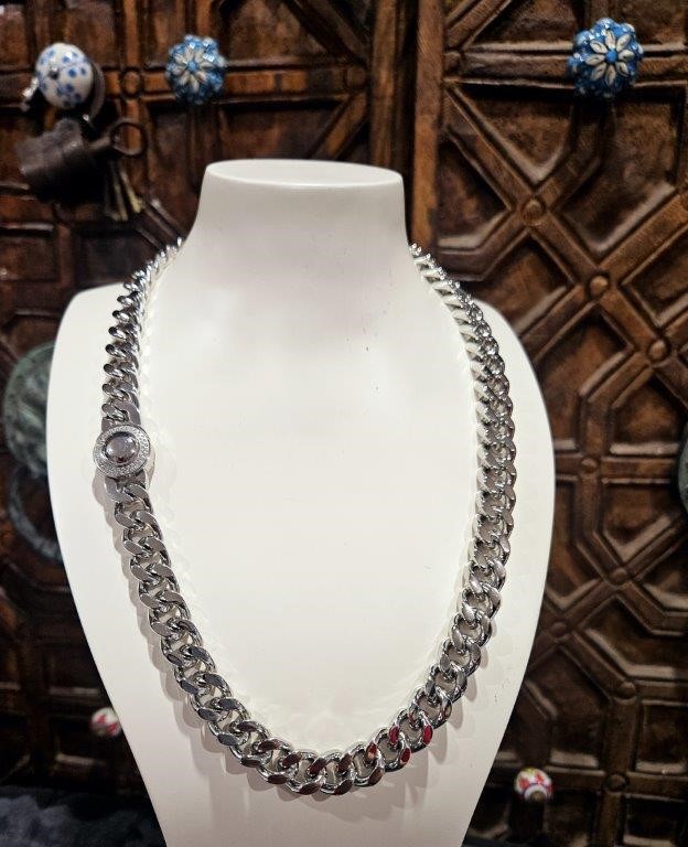 Italy 18K Triple White Gold Plated Cuban Chain (18KGold-plated/Italy)