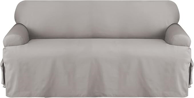 SUREFIT Cotton Duck Sofa T-Cushion One Piece Slipcover, Couch Cover, Relaxe