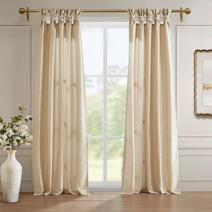 MADISON PARK Emilia Faux Silk Single Curtain With Privacy Lining, DIY Twist