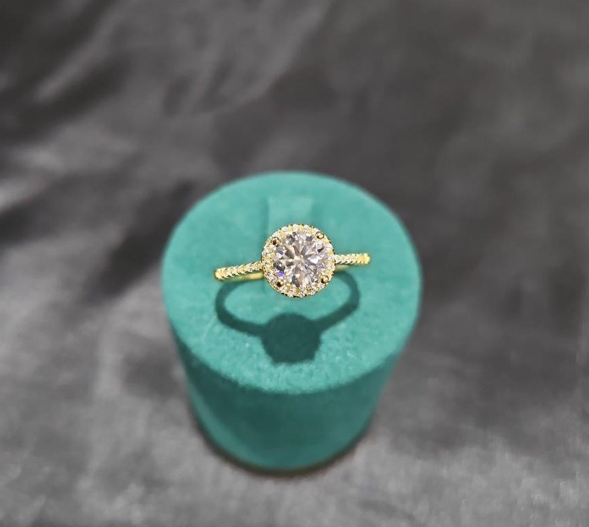 1.0ct GRA Moissanite white 18k Solid Yellow Gold Vermeil Ring -9US
