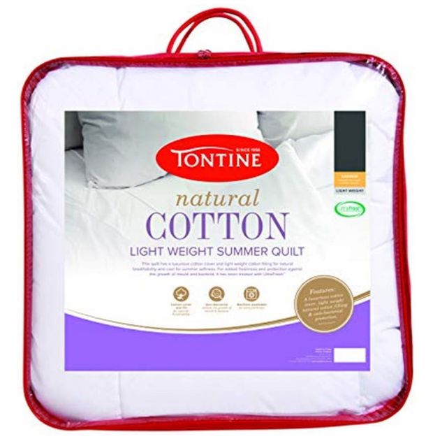 Tontine Natural Cotton Light Weight Summer Quilt Doona, Single – Breathable