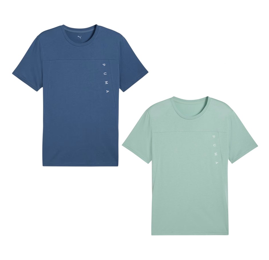 2 x PUMA Men's Tad Tech TriBlend Tees, Size 3XL, Dark Indigo & Light Moss,