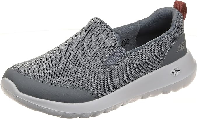 SKECHERS Men's GOwalk Max Clinched Slip-On Sneaker, US11/EU44.5, Grey/Burgu
