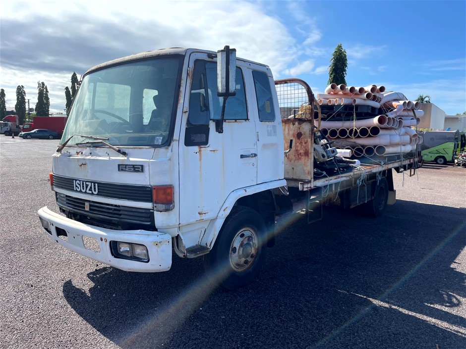 1992 Isuzu NPR500 Medium 4x2 Tray Body Truck and Contents