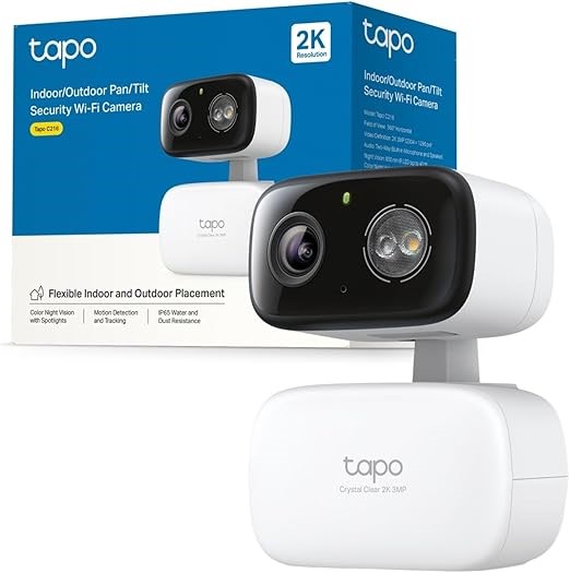 Tapo C216 2K 3MP Outdoor Camera 360°Pan/Tilt, IP65 Color Night Vision, Secu