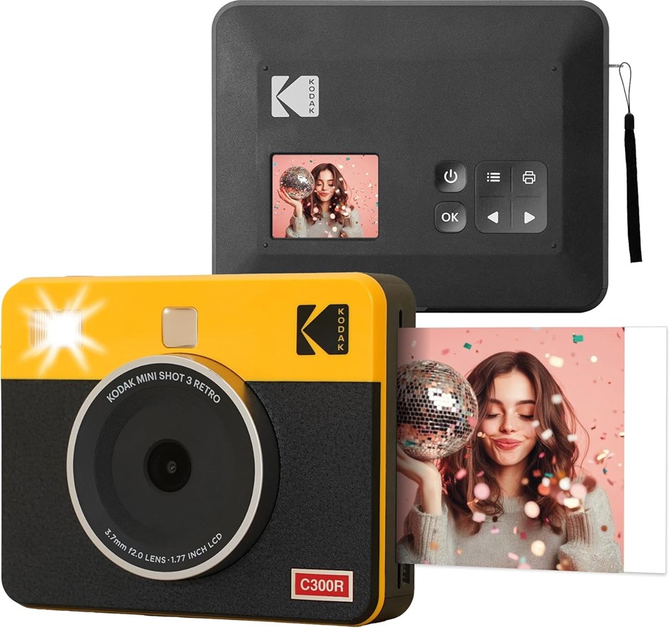 KODAK Mini Shot 3 Retro 2-in-1 Portable 3x3” Wireless Instant Camera & Phot
