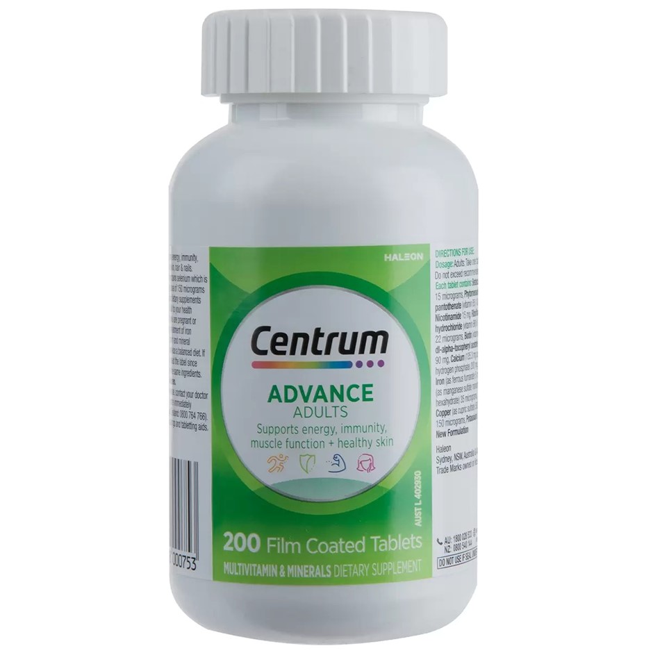 CENTRUM Advance For Adults, 200 Tablets. EXP: 11/2026. Buyers Note - Disco