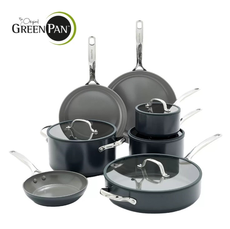 GREENPAN Eras Ceramic Non Stick Cookware, 11 Piece. NB: Retail return.