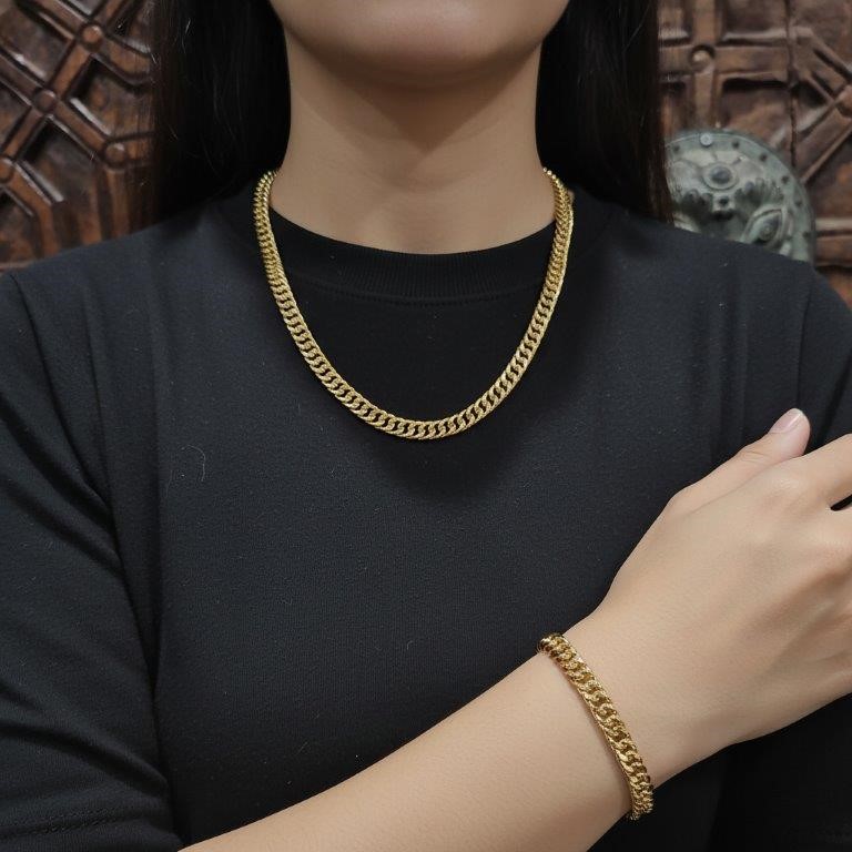 18KGold Filled/Italy Stamped Set Yellow Chain & Bracelet