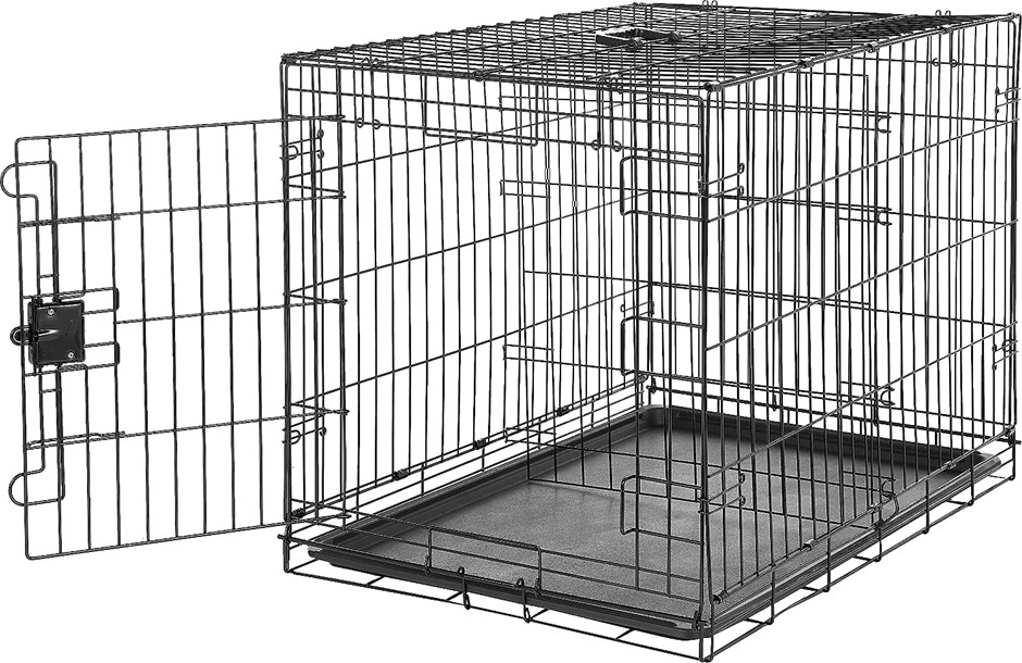 AMAZON BASICS Foldable Metal Wire Dog Crate with Tray, Single Door, 91cm Le