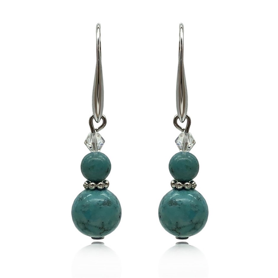 Turquoise & Swarovski® Crystal Real Platinum Plated Earrings