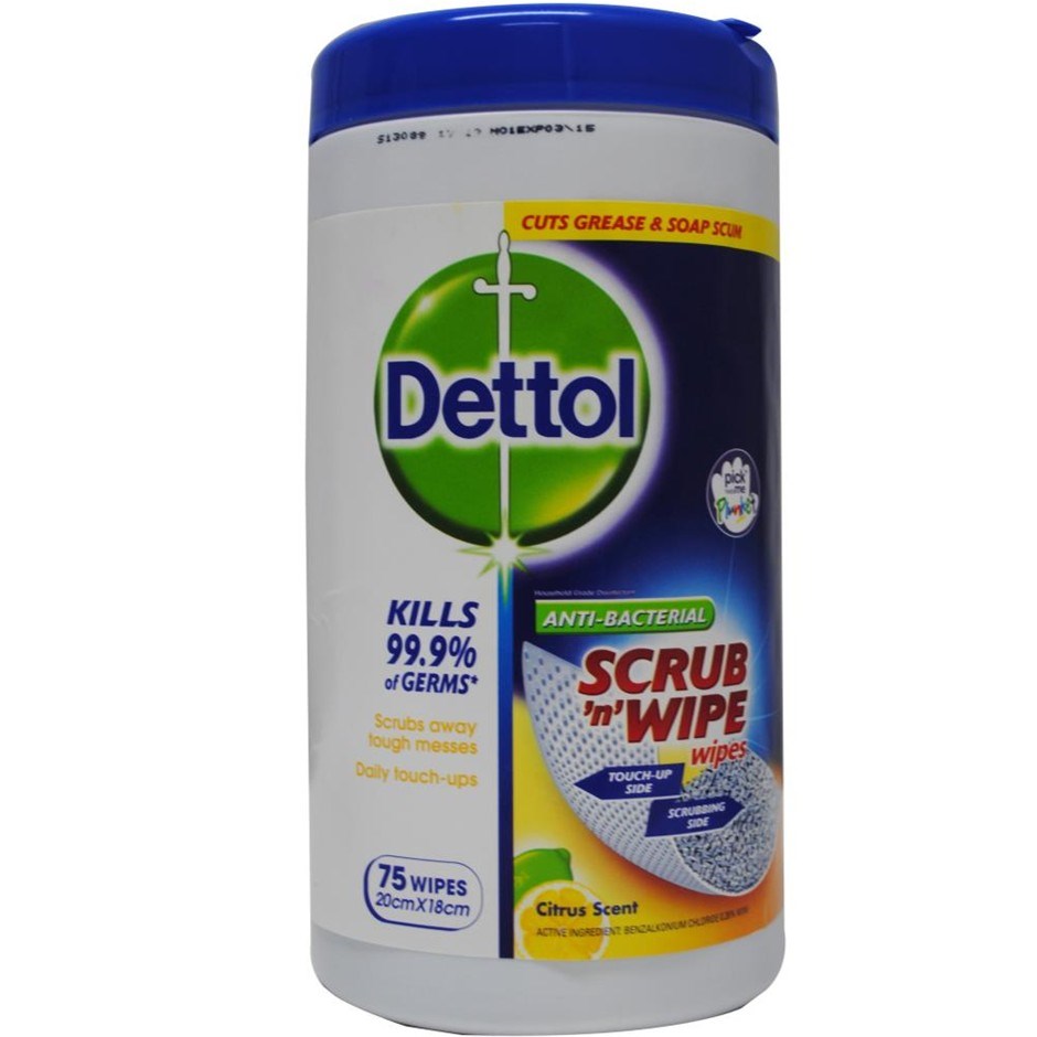 Buy 6 x Dettol PK75 Anti Bacterial Scrub N Wipe Citrus Scent Wipes