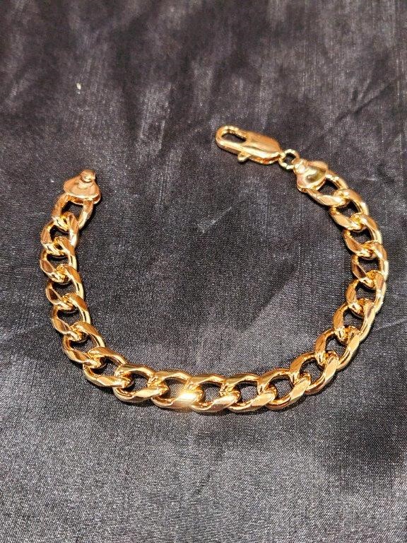 18k Italy Stamped Rose Gold Filled Cuban Bracelet-Quality Guarantee-19cm