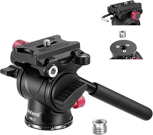 NEEWER Fluid Tripod Head with Handle & Arca Type Quick Release, Aluminum Al