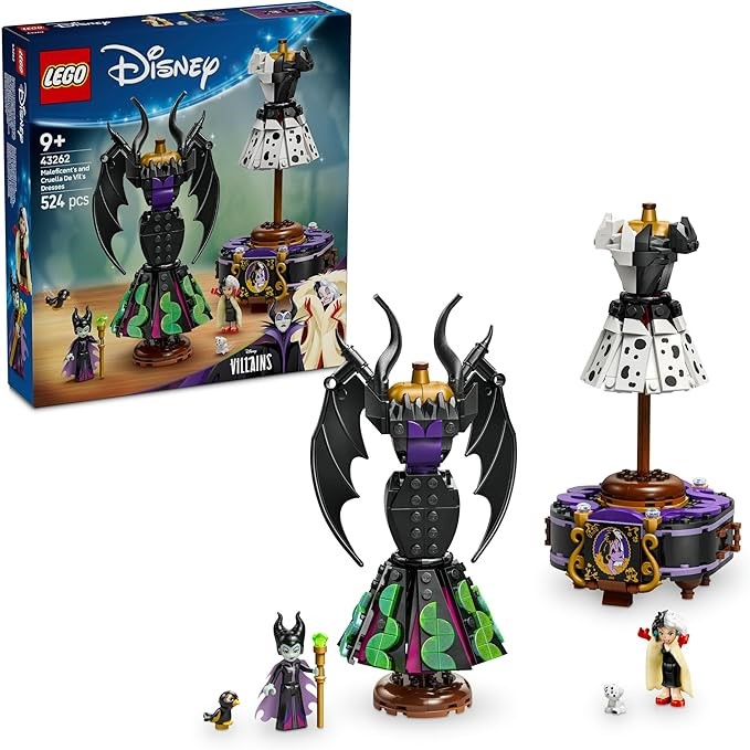 LEGO DISNEY Maleficent's and Cruella De Vil's Dresses Building Set, Creativ