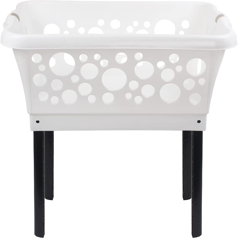 WHITE MAGIC Laundry Basket on Legs. NB: Not boxed, dusty from storage, legs