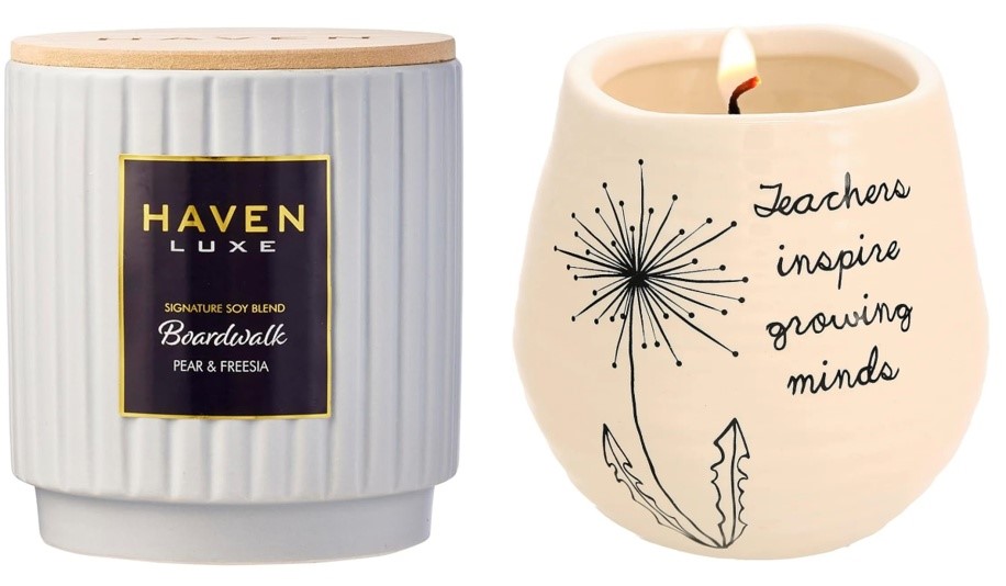 BUNDLE of 2: HAVEN Pear & Freesia Scented Candle (Ceramic Jar, Soy Wax Blen