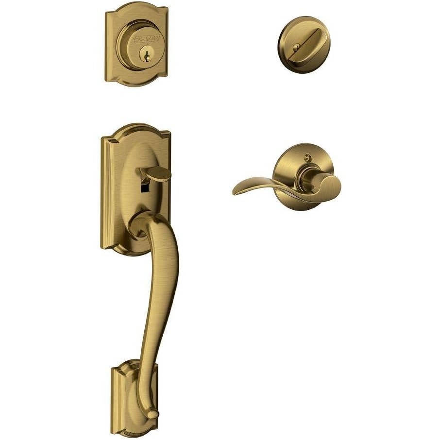 SCHLAGE Camelot Single Cylinder Handleset and Right Hand Accent Lever, Anti