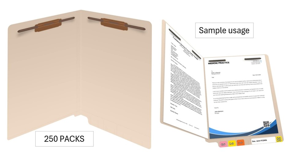 ECOM FOLDERS End Tab Manila File Folders with Fasteners, Perfect for Medica