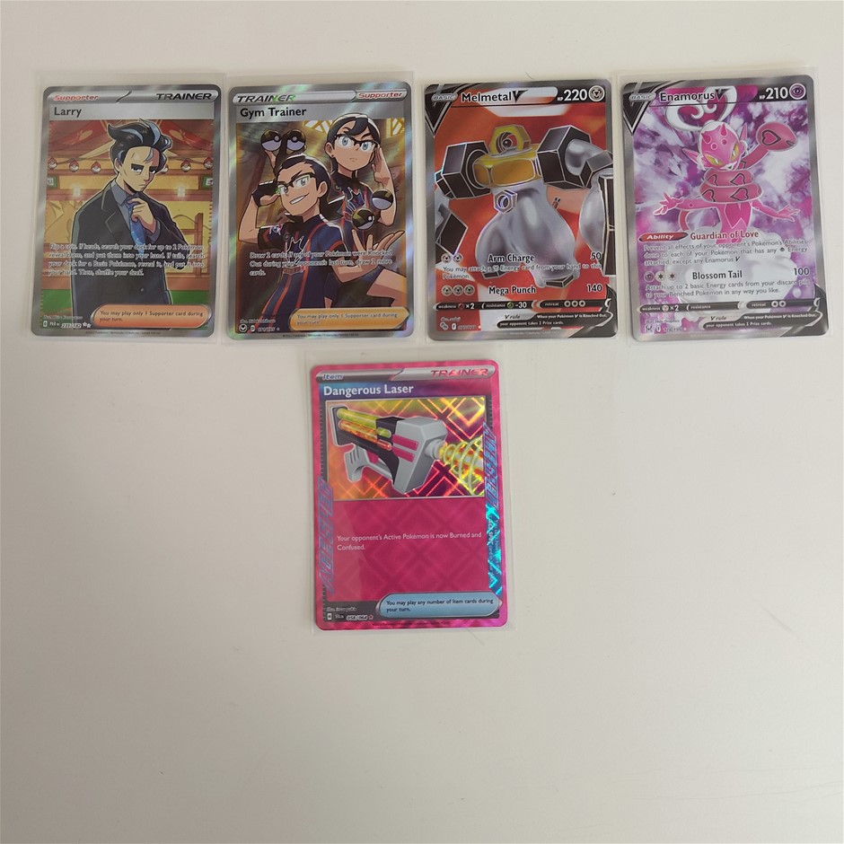 4 Full Art Rare and 1 Acespec Rare Genuine Pokemon Card Bundle