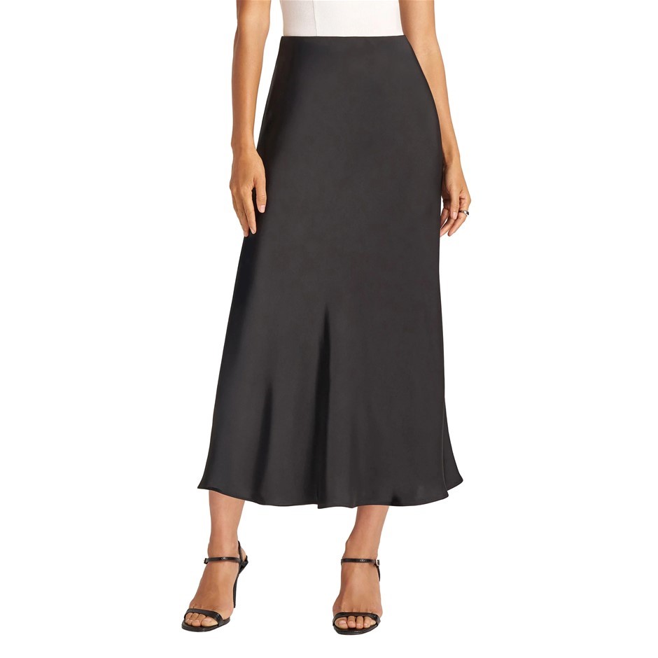 MATTY M Women's Satin Skirt, Size L, Black. Buyers Note - Discount Freight