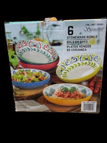 SIGNATURE 6pc Stoneware Bowls. NB: 1 x chipped.