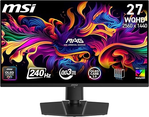 MSI MAG 273QP QD-OLED X24 26.5 Inch WQHD Gaming Monitor - 2560 x 1440 Quant