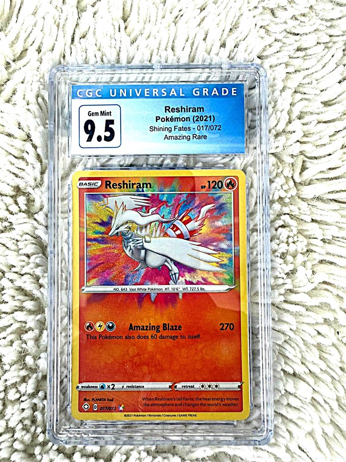 2021 Pokémon Reshiram 017/072 Amazing Rare Shining Fates CGC 9.5