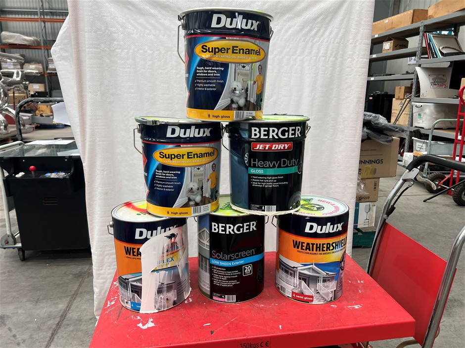 Assorted 10Lt Tins of Paint x 6