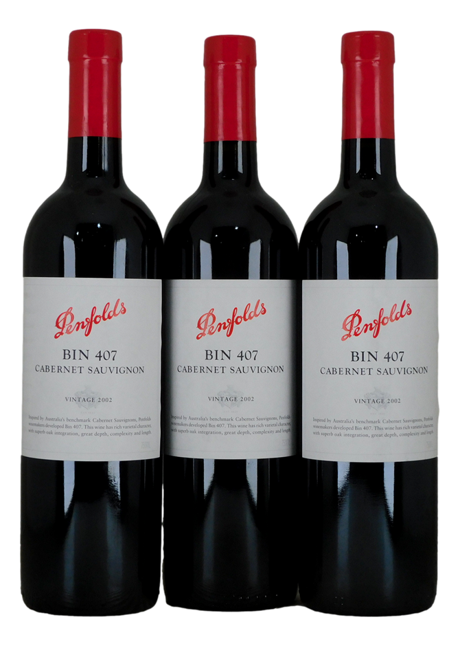 Penfolds Bin 407 Cabernet Sauvignon 2002 (3x 750mL) SA