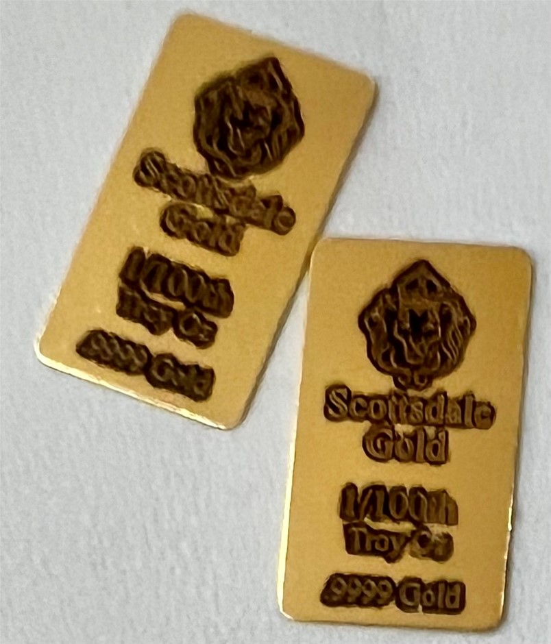 1/100-Ounce Scottdale gold bar x 2