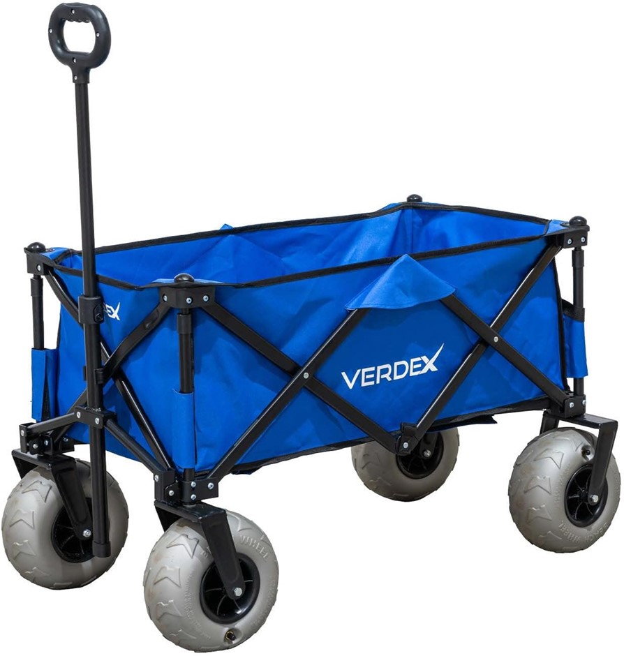 GENERIC Verdex Folding Beach Wagon Trolley with Pump-Up Sand Wheels, Blue.
